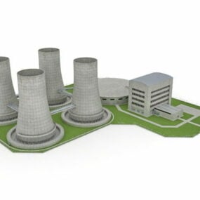 Planta de energía nuclear modelo 3d