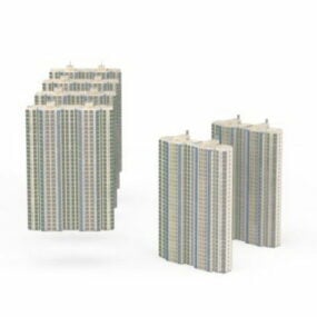 Wohnblock-Wohngebiet 3D-Modell