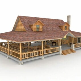 Toko Suvenir Desa dan Bangunan Restoran model 3d