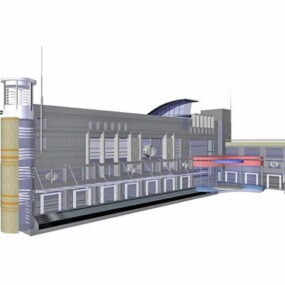דגם תלת מימד של בניין טרמינל נמל התעופה