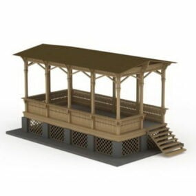 3д модель традиционного деревянного павильона