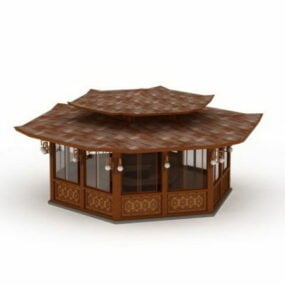Pavillon traditionnel en bois modèle 3D