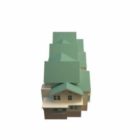 Modelo 3D de arquitetura de moradia geminada