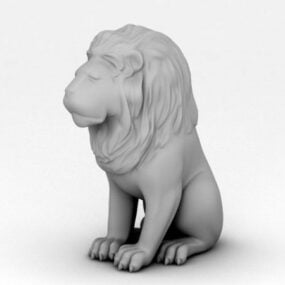 Zittend leeuwenstandbeeld 3D-model