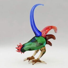 Colorful Rooster Figurine 3d model