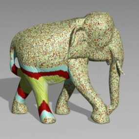 Model 3d Patung Gajah Berwarna