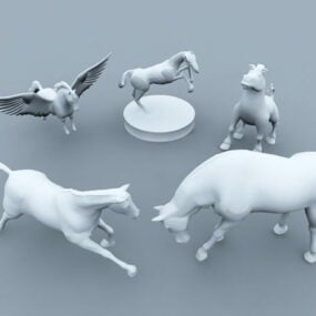 مدل سه بعدی مجموعه مجسمه اسب