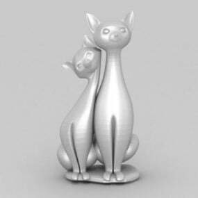 猫のカップル愛好家の置物 3D モデル