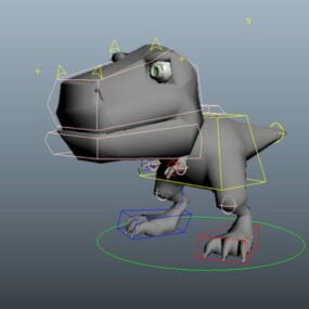 Cute Cartoon Dinosaur Rig 3d model