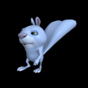 Modello 3d di animazione di coniglio cartone animato blu