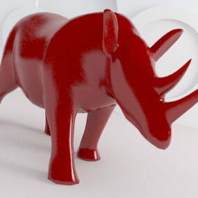 Red Rhino Statue 3d-model