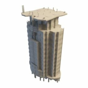 Μοντέρνο κτήριο γραφείων με στέγη ελικοδρόμιο τρισδιάστατο μοντέλο