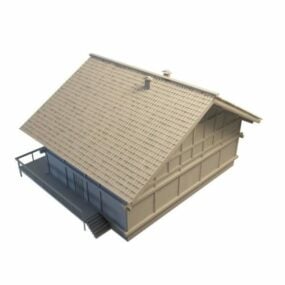 Casa de campo de madera modelo 3d