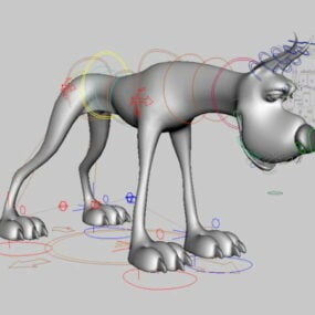 漫画の犬のリグ3Dモデル