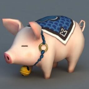 Modelo 3d de animal de estimação de porco