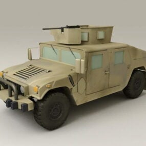 Military Humvee พร้อมป้อมปืนโมเดล 3 มิติ