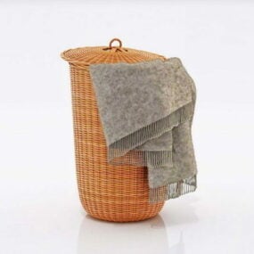 Wicker Laundry Basket 3d model