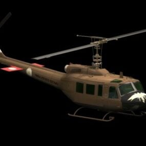 Uh-1h Military Helicopter 3d model