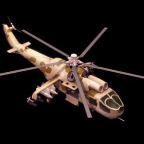 Mi-24a Hind-b Attack Helicopter 3d model