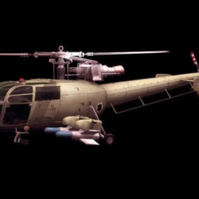 Mô hình 3d máy bay trực thăng tiện ích Aérospatiale Alouette Iii