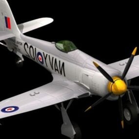 Modello 3d del cacciabombardiere Hawker Sea Fury