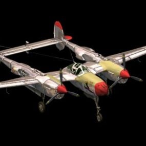 P-38j ライトニング重戦闘機 3D モデル