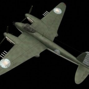 Modello 3D del bombardiere veloce De Havilland Mosquito