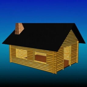 Casa de campo de madera modelo 3d