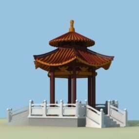 Pavillon hexagonal chinois modèle 3D