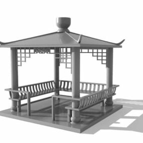Chinese Square Pavilion 3d-modell