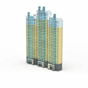 Apartamentos en bloque de la ciudad modelo 3d