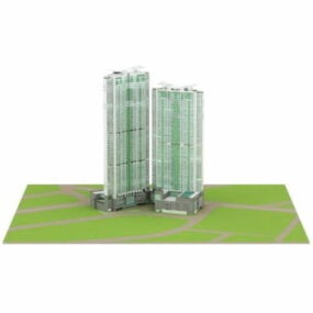 गगनचुंबी लक्जरी अपार्टमेंट कॉम्प्लेक्स 3डी मॉडल