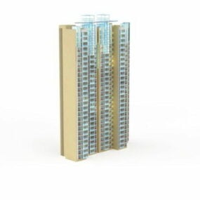 Modelo 3d de edifício moderno de bloco de apartamentos