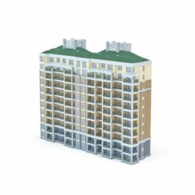 Modello 3d di edificio di architettura complessa di appartamenti residenti