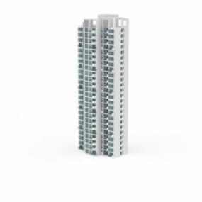 Tower Block Apartment Building 3d model