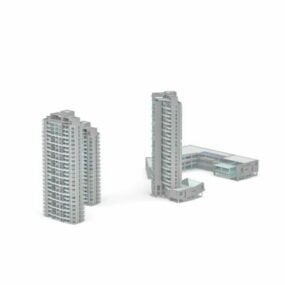 Tower Block Apartment District 3d-modell