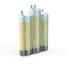 Modello 3d di edifici di appartamenti piatti a molti piani