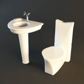 Sada sanitární keramiky umyvadla a toalety 3D model