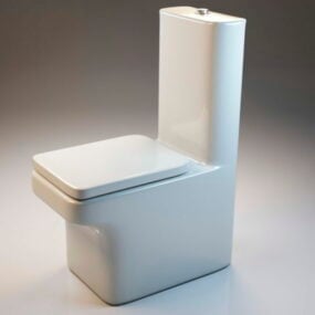 Jednoczęściowy wydłużony model toalety 3D