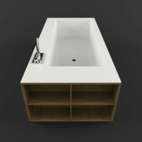 Wood Surround Bathtub 3d model