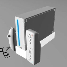 Wii-Konsole mit Wii-Fernbedienung 3D-Modell