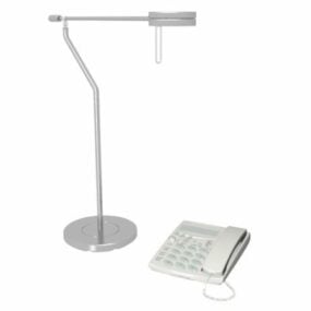 Telephone And Desk Lamp 3d model