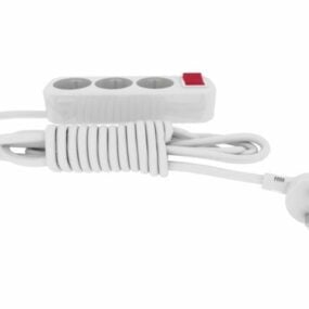 White Power Strip With Switch 3d model