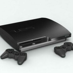 Console Playstation 3 noire modèle 3D