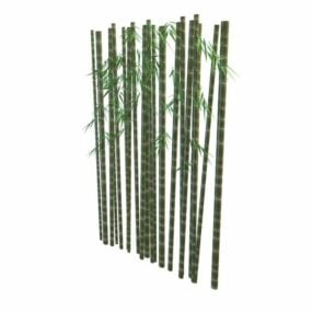 Bambusstamme med blade 3d-model
