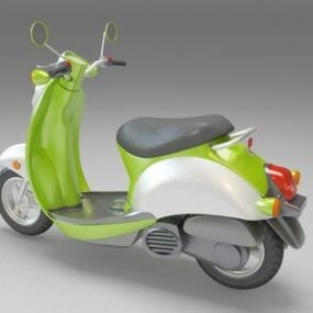Modelo 3d de scooter com motor ciclomotor verde