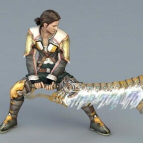 Mužský válečník s mečem 3D model