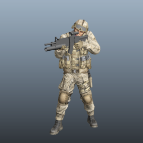 Militärsoldat med knä Pads 3D-modell