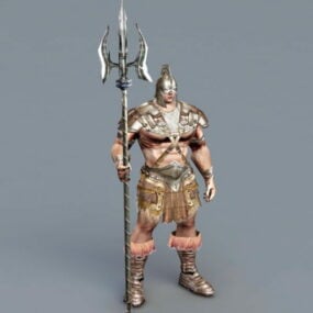 Barbarian Warrior with Spear 3d-malli