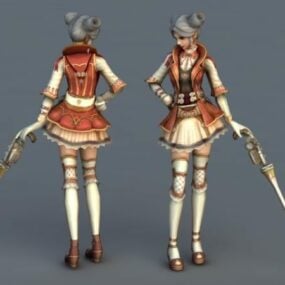 Model 3d Anime Gunner Girl